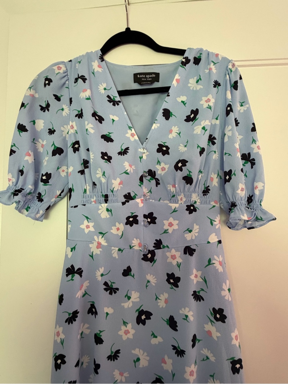 NEVER WORN! Kate Spade Light Blue Floral Midi Dress (Size 4) - Picture 2 of 5